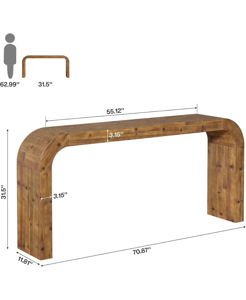 Slickblue Curved Corner Solid Wood Console Table for Home or Office Spaces