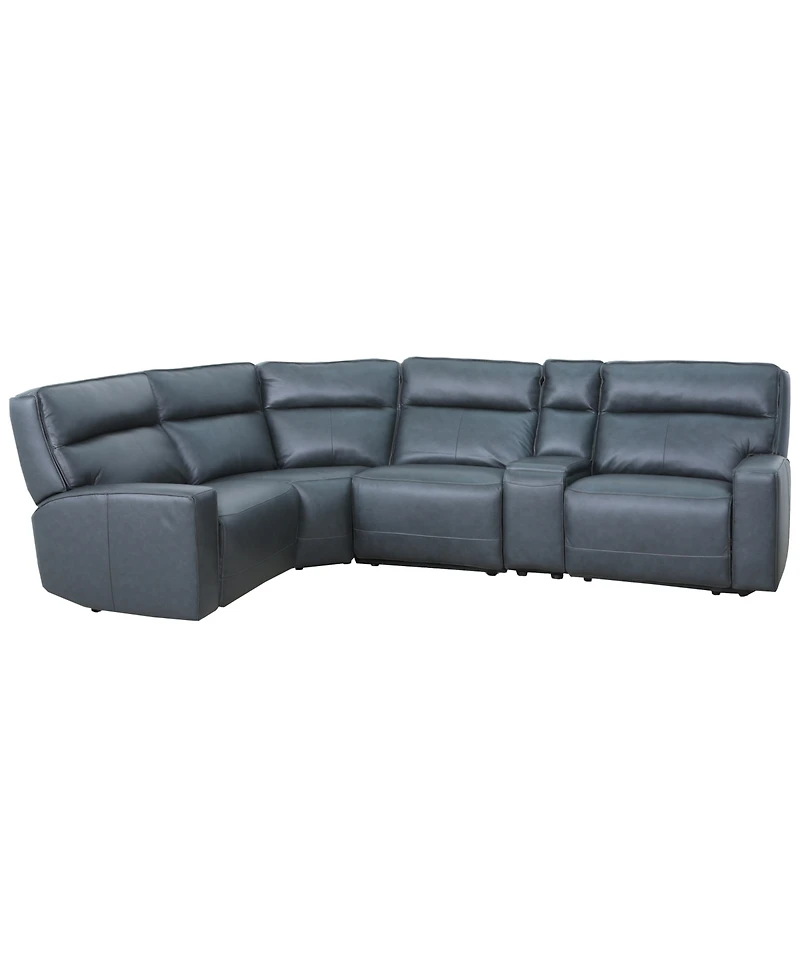 Zackary 5-Piece L Shape Leather Sectional with 2 Power Motion & Console, Macy's Exclusive