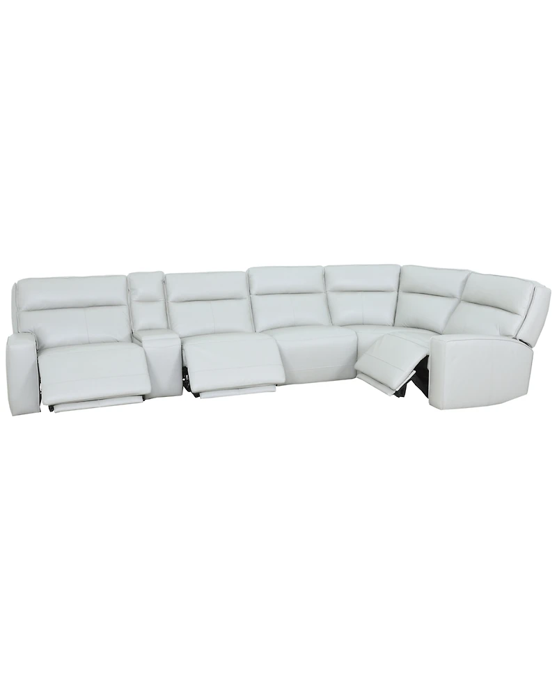 Zackary 6-Piece L Shape Leather Sectional with 3 Power Motion & Console, Macy's Exclusive