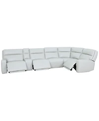 Zackary 6-Piece L Shape Leather Sectional with 3 Power Motion & Console, Macy's Exclusive
