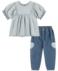 Levi's Baby Girls' Yoke Top and Balloon Pants, 2-Piece Set