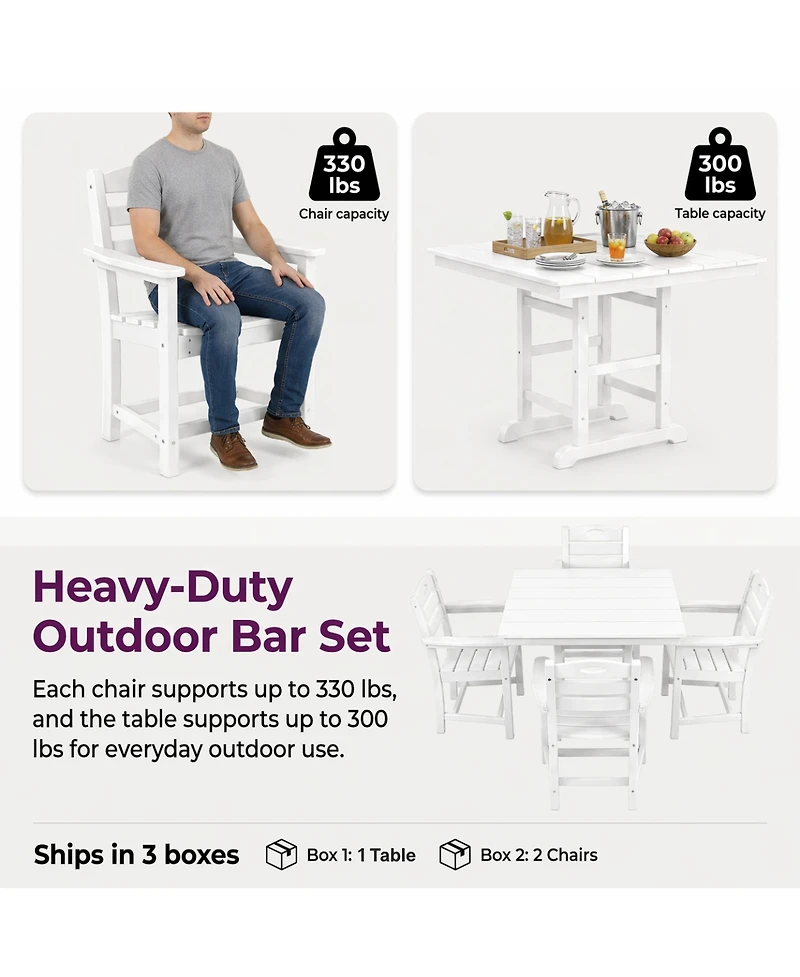 Streamdale Furniture Hdpe Outdoor Patio Dining Set with Square Table and Chairs