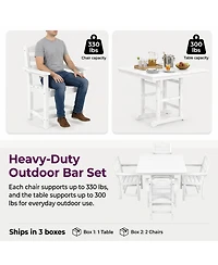 Streamdale Furniture Hdpe Outdoor Patio Dining Set with Square Table and Chairs