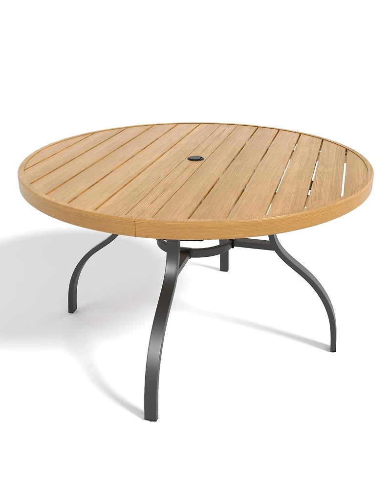 Streamdale Furniture Outdoor Patio Dining Set: Round Table and Stacking Metal Chairs