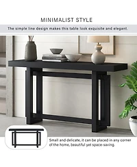 Rainsken 59" Contemporary Minimalist Console Table, with Thick Pine Wood Legs, Unique Triple Rectangle Design, for Hallway Entrance Foyer