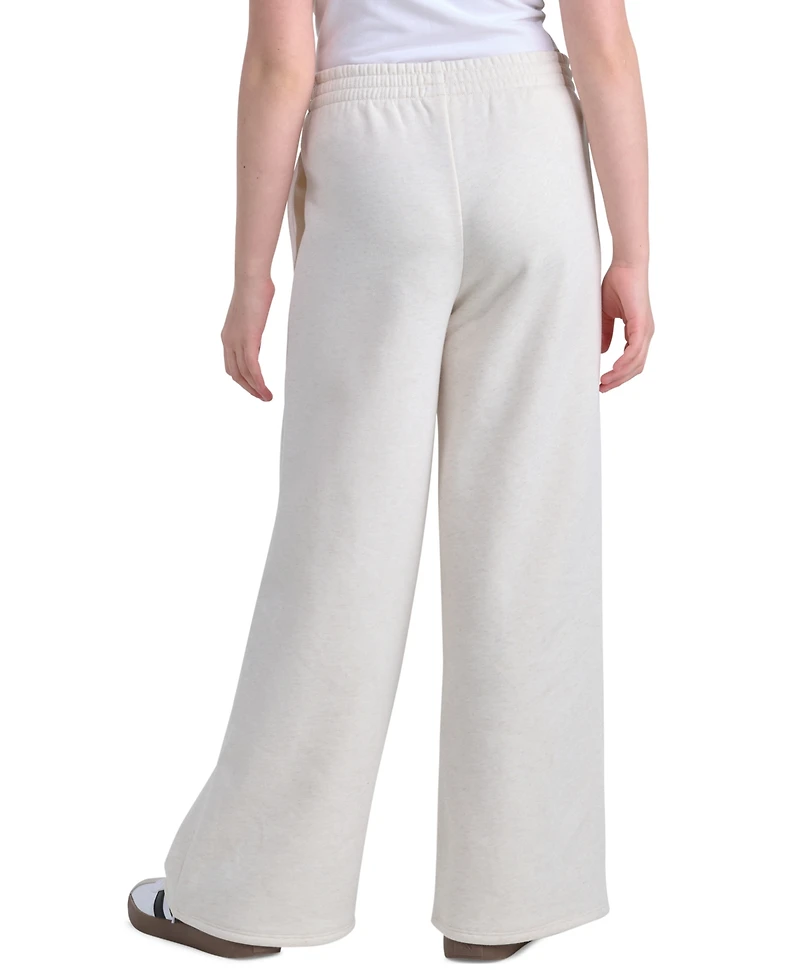 adidas Girls' 7-16 Elastic Waistband Wide Leg Heather Pants