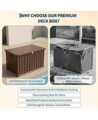 gaomon Deck Box 160 Gallon Waterproof Patio Storage Container, Metal Outdoor Storage Box with 0.6 mm Galvanized Steel and 0.3 mm Coated Steel Panels