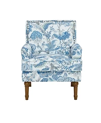 Streamdale Furniture Floral Upholstered Accent Chair with Nailhead Trim and Wood Legs