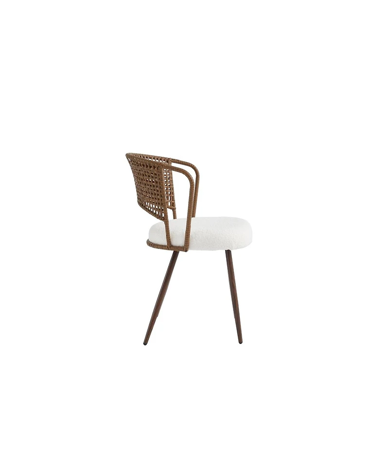 Streamdale Furniture 2 Piece Wicker Dining Chair Set with Cushioned Cane Back and Metal Legs