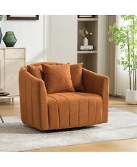 Streamdale Furniture Upholstered 360degree Swivel Barrel Chair and Half with 3 Pillows