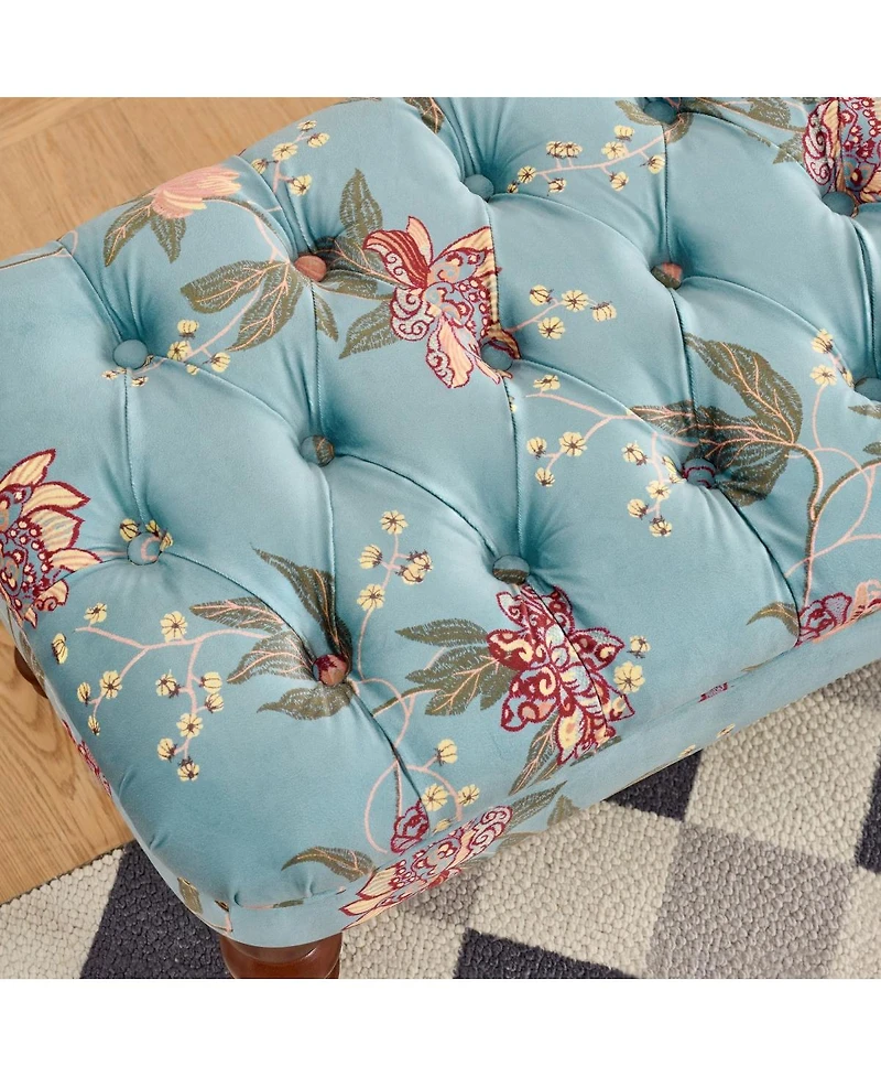 Streamdale Furniture Tufted Floral Accent Chair with Turned Wood Legs