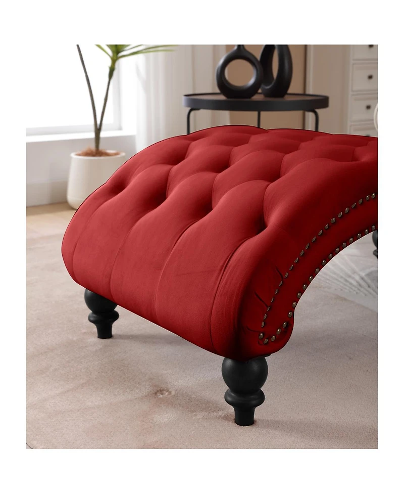 Streamdale Furniture Classical Velvet Recliner Chair with Button Tufting and Nailhead Trim
