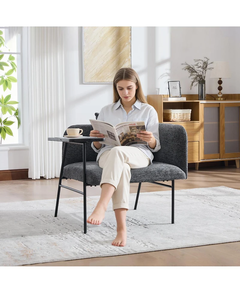 Streamdale Furniture Modern Upholstered Lounge Chair with Side Table and Storage Pockets