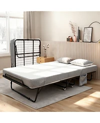 homfan Folding Bed with 5 in Memory Foam Mattress, Rollaway Guest Bed on Wheels