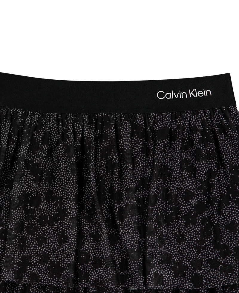 Calvin Klein Girls' 7-16 Tiered Glitter Mesh Skirt