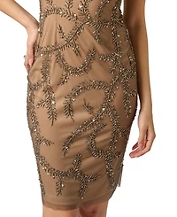 Adrianna Papell Women's Bead Mesh Boat Neck Sheath Dress