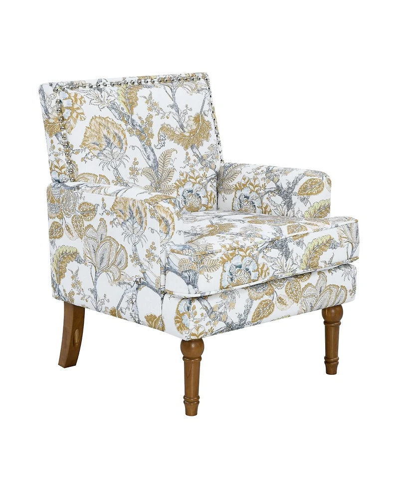 Streamdale Furniture Floral Upholstered Armchair with Nailhead Trim and Legs