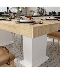 Homsee Wooden Top and White Base Table - 78.7x39.4 Inch Large Dining Table | Modern Extendable Table | Living Room Furniture