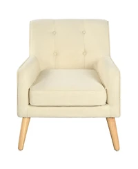 Streamdale Furniture Mid Century Modern Tufted Fabric Accent Chair with Solid Wood Legs