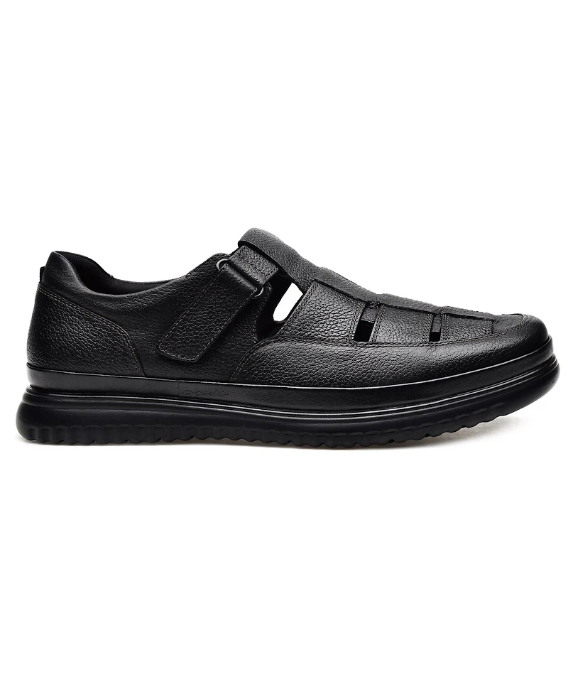 Pazstor Men's Premium Comfort Leather Closed Toe Casual Sandals Memphis