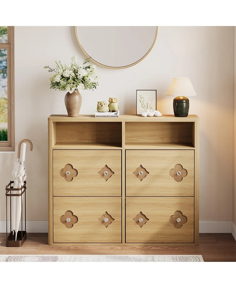 gaomon 4 Flip Freestanding Drawers Shoe Cabinet, Shoe Rack Cabinet for Entryway