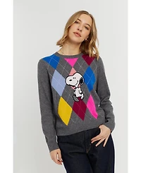 Chinti & Parker Women's Wool-Cashmere Snoopy Argyle Sweater