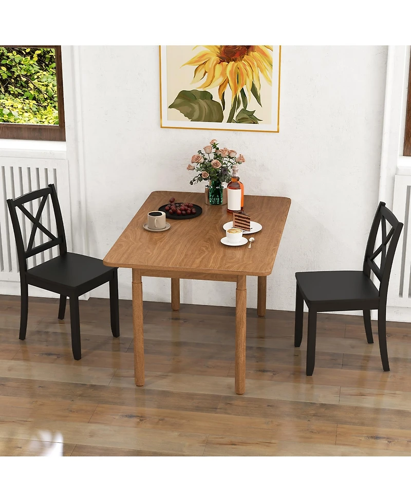Gymax Dining Chair Set of 4 Kitchen Side Chairs With Rubber Wood Legs and Cross Back