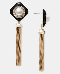 I.n.c. International Concepts Faux-Pearl and Chain Tassel Drop Earrings, Macy's Exclusive