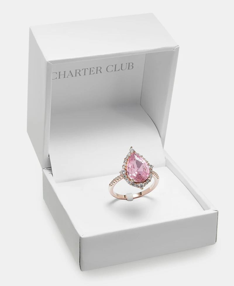 Charter Club Pink Crystal Pear Halo Ring, Macy's Exclusive
