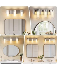 Tribesigns Led Bathroom Light Fixtures, 3-Light Vanity Lights Over Mirror, Wall Lights with 3 Color Modes and Sand Nickel Finish