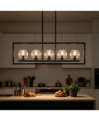 Tribesigns 5-Light Linear Kitchen Island Chandelier, Adjustable Pendant Light