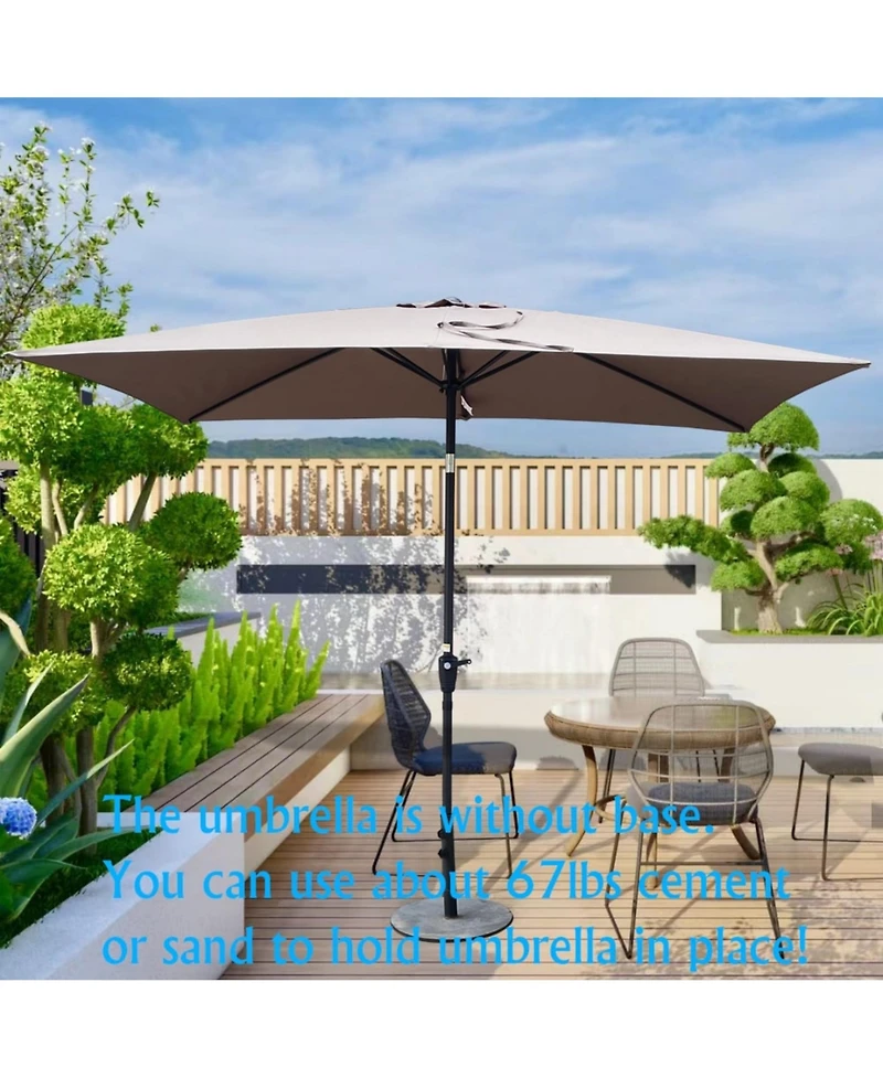 Yiortwo Patio Umbrella with Crank Lift and Push Button Tilt for Outdoor Dining