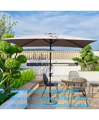 Yiortwo Patio Umbrella with Crank Lift and Push Button Tilt for Outdoor Dining