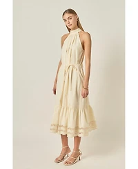 English Factory Women's Embroidered Halter Neck Midi Dress