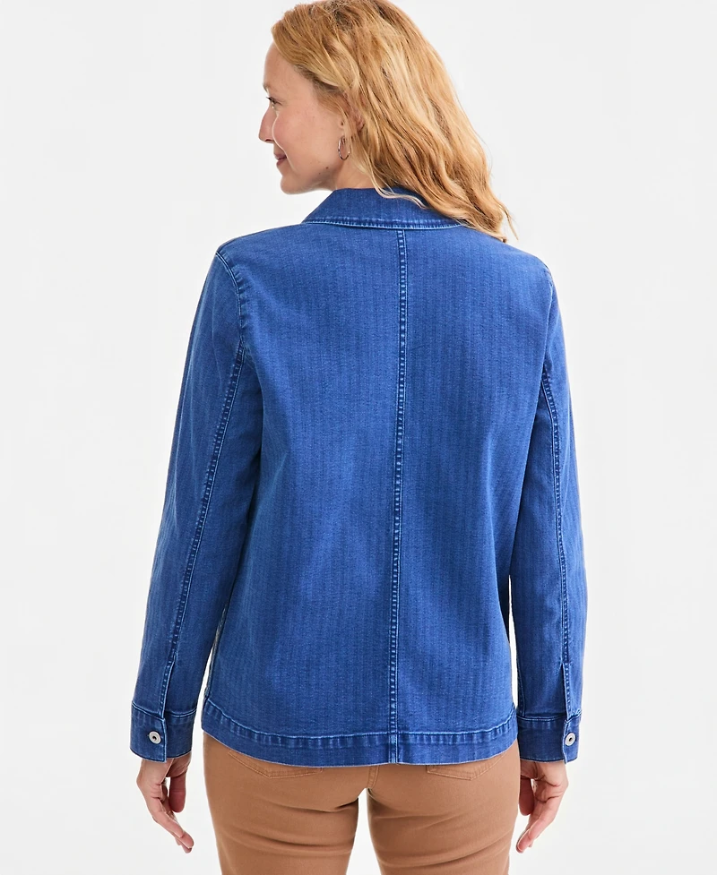 Style & Co Women's Denim Field Jacket Long-Sleeve Utility, Macy's Exclusive