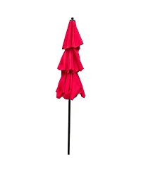 Yiortwo Tier Patio Umbrella with Crank Lift and Push Button Tilt for Outdoor Dining