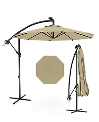 gaomon 10Feet Uv-Resistant Offset Patio Umbrella with Solar Led Lights for Backyard