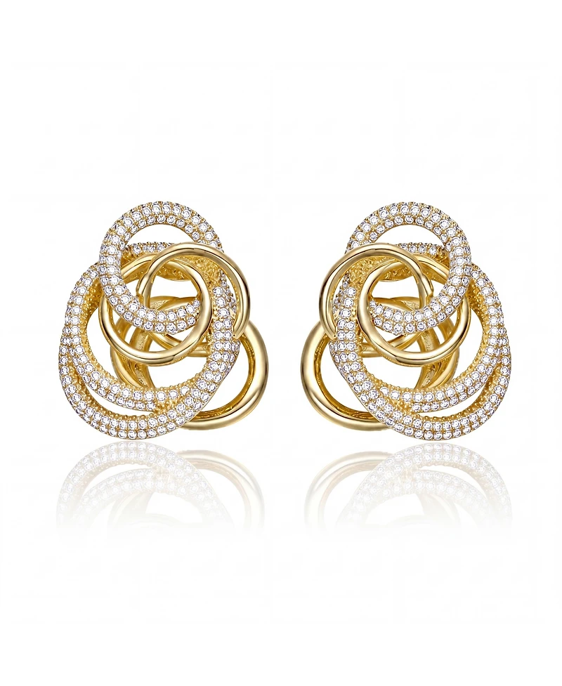 14k Gold Plated Multiple Eternity Circle Love Knot Stud Earrings