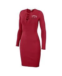 Wear by Erin Andrews Women's Red Tampa Bay Buccaneers Lace Up Long Sleeve Dress