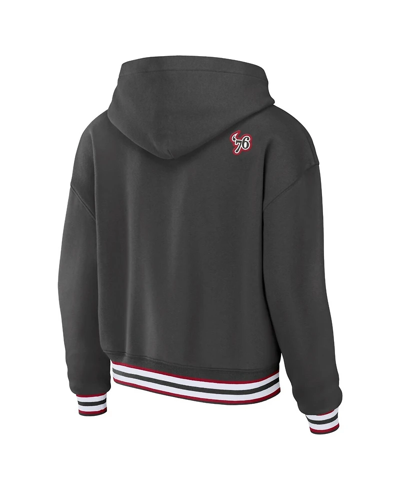Wear by Erin Andrews Women's Pewter Tampa Bay Buccaneers Lace-Up Pullover Hoodie