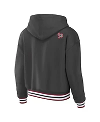 Wear by Erin Andrews Women's Pewter Tampa Bay Buccaneers Lace-Up Pullover Hoodie