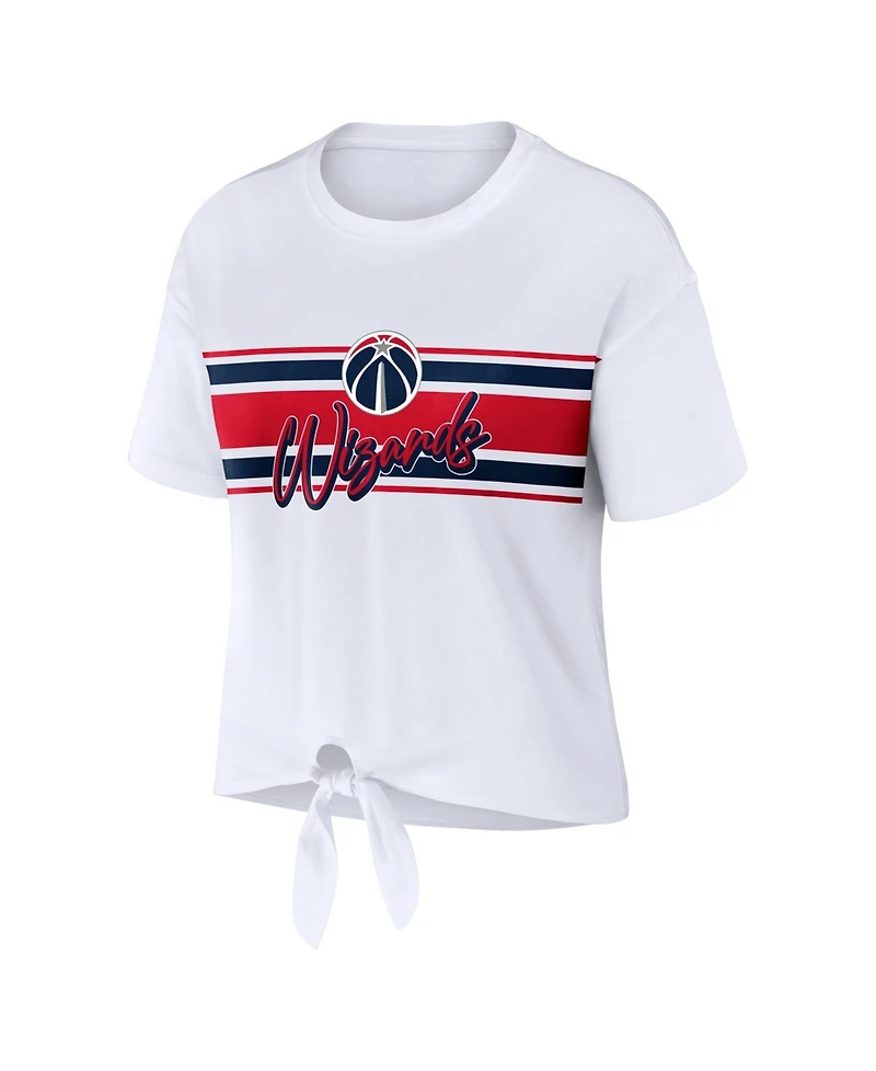 Wear by Erin Andrews Women's White Washington Wizards Tie-Front T-Shirt