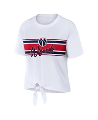 Wear by Erin Andrews Women's White Washington Wizards Tie-Front T-Shirt