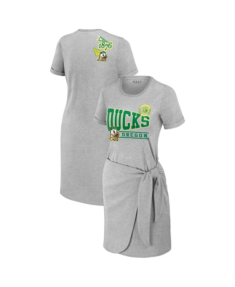 Wear by Erin Andrews Women's Heather Gray Oregon Ducks Knotted T-Shirt Dress