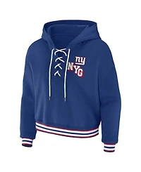 Wear by Erin Andrews Women's Royal New York Giants Plus Lace-Up Pullover Hoodie
