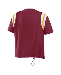 Wear by Erin Andrews Women's Burgundy Washington Commanders Cinched Color block T-Shirt