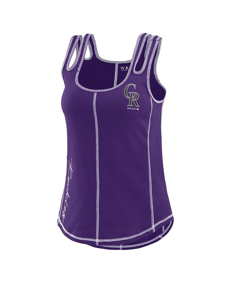 Wear by Erin Andrews Women's Purple Colorado Rockies Contrast Stitch Tank Top