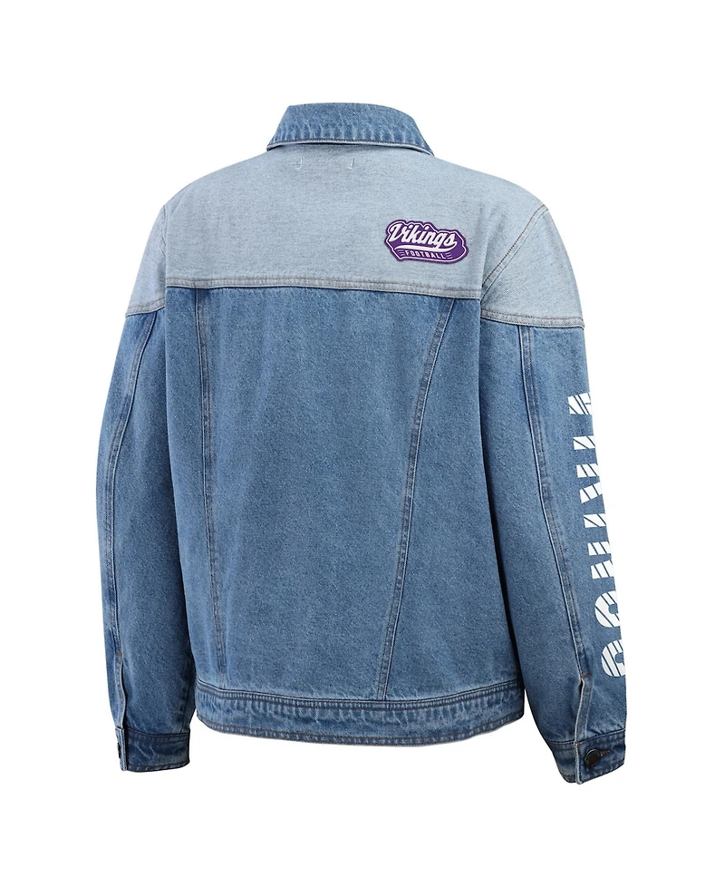 Wear by Erin Andrews Women's Minnesota Vikings Full-Button Denim Jacket