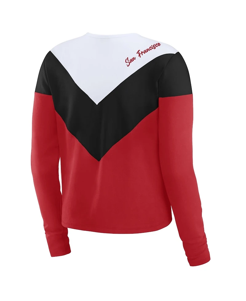 Wear by Erin Andrews Women's Scarlet/Black San Francisco 49ers Plus Chevron Tri-Blend Long Sleeve T-Shirt