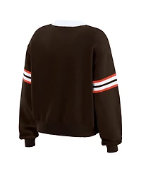 Wear by Erin Andrews Women's Brown Cleveland Browns Lace-Up Sweater
